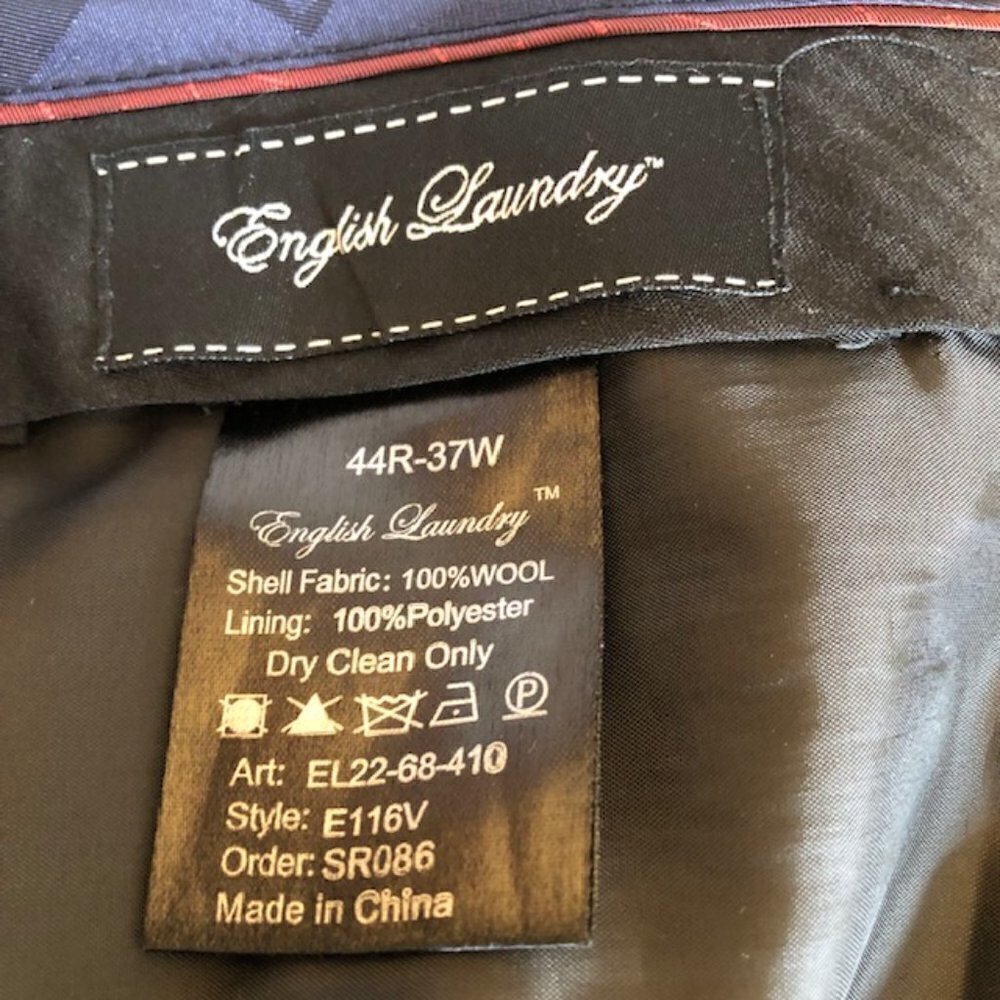 English Laundry Mens Dress Pants Wool Checkered 44R - 37W - Picture 8 of 8